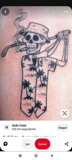 an image of a tattoo with a skeleton on it