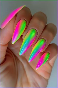 #nails #greennaildesigns #earthtone #swatches #nailpolishaddict #greennailpolish #nailpolish #nailpolishswatches #summernails #summernaildesigns #summernailcolors #summernailsinspiration #summernails2024 Neon Nails Square, Neon Vacation Nails, Long Neon Nails, Neon Nails Long, Neon Nails Acrylic, Neon Nails Designs, Acrylic Nails Neon, Neon Nail Art Designs, Summer Nails Neon