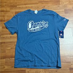 Brand New 100% Authentic Sizes Available Are L (Have 5) Has No Design On Back Of Tee Blue College Tops With Logo Print, Blue Letter Print Shirt For College, Blue Graphic Tee Shirt With Logo Print, Blue Cotton Shirt With Logo Print, Blue Tee, On Back, Blue White, Color Blue, Tee Shirts