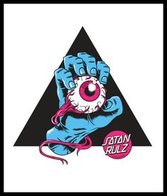 a hand holding an eyeball in front of a triangle with the word tatan rizz on it