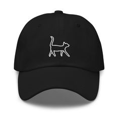 "Order your holiday gifts here for any loved ones, colleagues, and more before December 10th for delivery by Christmas with standard shipping to the US!  Message us with any questions!  Elevate your look with this sassy cat classic dad hat with a curved visor!  🧢 High-quality 100% chino cotton twill 🧢 Unstructured form, 6-panel, low-profile  🧢 6 embroidered eyelets 🧢 3 ⅛\" (7.6 cm) crown 🧢 Adjustable strap with antique buckle (shown in last image) 🧢 Not gender specific" Casual Cat Design Hat, One Size Fits Most, Casual Cap With Cat Design, Casual Cat Design Cap, Sassy Cat, Casual Cap, Dad Hat, Kitty Cat, Ball Cap, Black Friday Sale