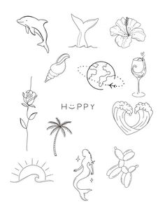 a drawing of different things that are happy