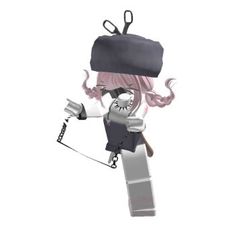 a cartoon character with scissors and a hat on her head holding something in one hand