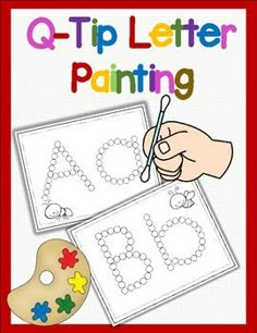 the q tip letter painting activity is being used to teach children how to paint letters