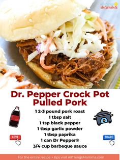 pulled pork on a plate Pulled Pork Roast Recipes, Dr Pepper Pulled Pork Crock Pot, Pork Roast Crock Pot, Roast Crock Pot Recipes, Bbq Pork Roast, Pork Roast Crock Pot Recipes, Crock Pot Pulled Pork, Pulled Pork Roast, Crock Pot Pulled Pork Recipe