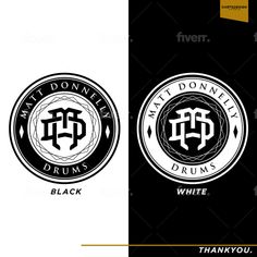 two black and white logos, one with the letter h in it's center