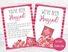 two valentine's day cards with hearts on them and the words you've been engaged