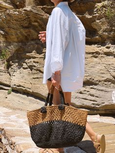 Embrace the spirit of summer with our handmade knit beach bag, perfect for strolling along sandy shores or lounging by the pool. Crafted with care and attention to detail, each bag is a unique blend of style and functionality, designed to complement your beachside ensemble while keeping your essentials close at hand. *Stylish Design: With a classic knit pattern and contemporary flair, our beach bags add a touch of seaside chic to any outfit. Choose from a variety of colors and styles to suit you Casual Crochet Basket Bag For Beach Season, Casual Beach Season Crochet Basket Bag, Black Crochet Tote Bag For Beach Season, Beachy Handwoven Beach Bag For Daily Use, Black Crochet Summer Beach Bag, Crochet Shoulder Bag For Beach Season And Day Out, Casual Open Weave Crochet Bag For Beach, Black Straw Tote Beach Bag, Handwoven Black Straw Bag For Vacation