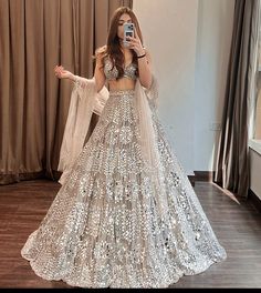 White Lehenga, Desi Wedding Dresses, Indian Outfits Lehenga