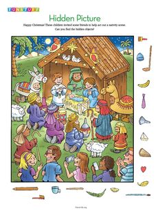 the children's christmas jigsaw puzzle has been designed to look like a nativity