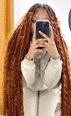 #locstyles #locs #locstylesforwomen #butterflylocscrochethair #crochet #ginger Butterfly Locs Wine Color, Invisible Locs Over Locs Hairstyle, 350 Locs Black Women, Ginger Soft Locs With Curls, Ginger Boho Faux Locs, Ginger Bohemian Locs, Fox Locs Hairstyles With Color, Copper Invisible Locs, Ginger And Brown Locs