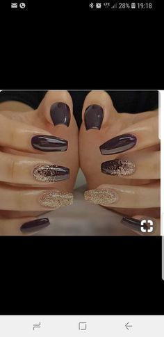 Nail Art Designs Glitter Sparkle, Nails For Vegas Trip Glitter, New Years Nails 2023 Trends Black, Mob Wife Nails 2024, New Eve Nails, Party Nails New Years Eve Sparkle, Brown And Gold Nails Designs, Glitterbels Nails, Spiritual Grounding