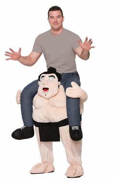 a man riding on the back of a giant stuffed animal