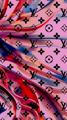 an image of a pink and black background with louis vuitton symbols on it