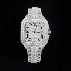 Luxury Diamond Watch, VVS Moissanite Studded Fully Iced Out Watch, Bust down Diamond Watch, Stainless Steel Watch, Swiss Movement Watch, Moissanite Watch, iced out moissanite watch, moissanite diamond watch, moissanite mens watch, Moissanite Diamond Watch, Valentines Gift, Valentines Day. ● 𝗛𝗮𝗻𝗱𝗺𝗮𝗱𝗲 𝗝𝗲𝘄𝗲𝗹𝗿𝘆 The stones in jewelry are 100% hand-crafted it is cut and polished by our experienced craftsman. Moissanite is the diamond's best alternative. ● 𝗠𝗮𝗶𝗻 𝗦𝘁𝗼𝗻𝗲 𝗗𝗲𝘁𝗮𝗶𝗹𝘀 → Shape: Round Cut Moissanite → Stone Weight: 24 To 27 Carat → Color: D (Colorless) → Clarity: VVS → Luster: Excellent → Make: High Quality * 𝗖𝗿𝗲𝗮𝘁𝗲 𝘆𝗼𝘂𝗿 𝘂𝗻𝗶𝗾𝘂𝗲 𝗷𝗲𝘄𝗲𝗹𝗿𝘆 𝘄𝗶𝘁𝗵 𝗩𝗮𝗻𝗮𝗝𝗲𝘄𝗲𝗹𝘀: *Customized orders accepted *Materials: Silver, 10k, 14k, 18k gold, Plati Iced Out Watch, Hip Hop Watches, Luxury Diamonds, Hip Hop Jewelry, Diamond Watch, Steel Watch, Stainless Steel Watch, Wristwatch Men, Moissanite Diamonds