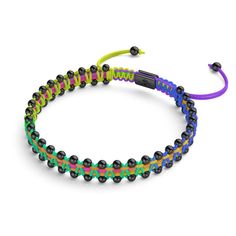 Finish: Gunmetal Cord: Rainbow Spectrum Adjustable Nylon Size: One Size Fits All Base: Stainless Steel The Friendship DOT Bracelets are hand-crafted from bars gilded in silver, black gunmetal, or rainbow unicorn silver and are hand-strung on an adjustable nylon cord. The Friendship DOT Bracelets come with an engraved logo bar in a matching finish. With their adjustable colored nylon cord, the Friendship DOT Bracelets are one-size-fits-all. NOTE: The exact color combination of all rainbow spectru Rainbow Spectrum, Bracelets Friendship, The Friendship, Bracelet Friendship, Engraved Logo, Rainbow Unicorn, Color Combination, Rope Bracelet, One Size Fits All