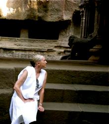 a man standing in front of some steps