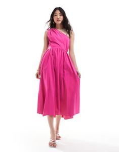 Closet London one shoulder cut out cotton midaxi dress in pink | ASOS Summer Vacation Midi Dress With Asymmetrical Neckline, Asymmetrical Neckline Midi Dress For Summer Vacation, Summer One-shoulder Midi Dress With Side Slits, Spring One-shoulder Midi Dress With Side Slits, Spring One Shoulder Midi Dress With Side Slits, Spring One-shoulder Dress With Side Slits, Spring One Shoulder Dress With Side Slits, One Shoulder Midi Dress With Side Slits For Spring, Summer One Shoulder Midi Dress