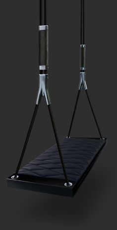 an image of a suspended bed with two legs on the bottom and one leg up