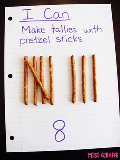 i can make tallies with pretzel sticks