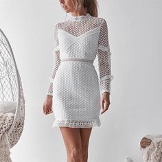 Dresses Nightclub, Crochet Wedding Dresses, Long Sleeve Bandage Dress, Sleeveless Lace Dress, Tight Mini Dress, Back Dresses, Crochet Wedding, Elegante Casual, Dresses Buy