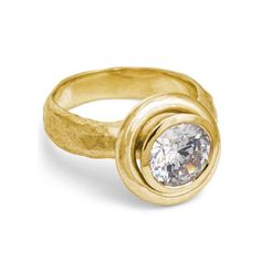 Saturn Ring • Yellow Gold-Brevard Luxury Diamond Ring With Smooth Bezel For Gift, Luxury Yellow Gold Crystal Ring With Bezel Setting, Everyday Diamond Ring, Saturn Ring, Rose Gold Solitaire Ring, Big Engagement Rings, Yellow Gold Solitaire Ring, Future Engagement Rings, Bezel Set Ring