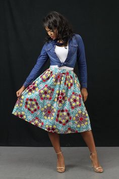 Kimberley Midi Skirt - Blue Print Blue Printed Cotton Skirt, Blue Cotton Printed Skirt, African Midi Skirt, African Print Skirts, Blue Ankara, Ankara Scarf, African Print Maxi Skirt, Print Skirts, African Print Skirt