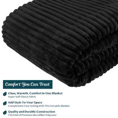 the comfort you can trust blanket is shown in black