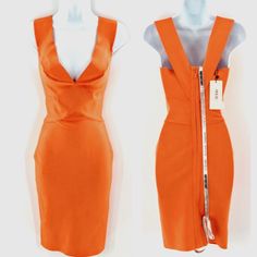 House Of Cb London Ginevra Cross Front Bandage Dress In Orange. Condition: New With Tags Shelf Pull. Light Signs Of Retail Handling. Sizing (Flat Measurements): 13" Pit To Pit (Unstretched) 10.5" Waist (Unstretched) 14" Hip (Unstretched) 35" Long 20" Skirt Location: Bx16. #4771 Fitted Orange V-neck Dress, Orange Fitted Sleeveless Party Dress, Fitted Orange Sleeveless Dress For Party, Fitted V-neck Sleeveless Dress For Cocktail, Fitted Sleeveless Orange Midi Dress, Orange Fitted Midi Sleeveless Dress, Orange Fitted Sleeveless Midi Dress, Orange Fitted Sleeveless Mini Dress, Orange Sleeveless Bodycon Midi Dress