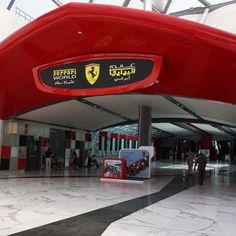 the entrance to ferrari museum in abu, united arab emirates