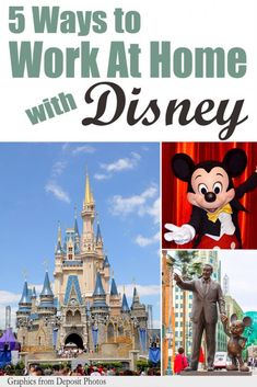 the front cover of 5 ways to work at home with disney, including mickey mouse