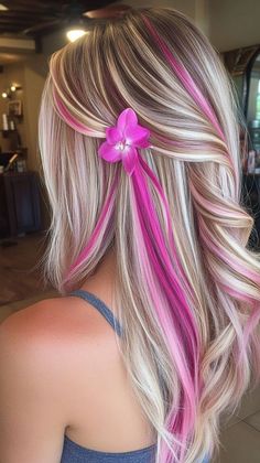 Unusual Hairstyles, October Hair, Hair Dye Color Ideas, Highlights Subtle, Exotic Hair Color, Pink Goddess, Pink Hair Color Ideas, Pink Blonde Hair, Pink Hair Dye