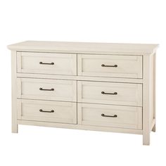 a white wooden dresser with six drawers