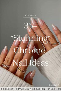 Discover the perfect nail trend for 2024: Chrome nails! We’re sharing 35+ stunning chrome nail designs including French tip, pink, blue, white, short, and more! Glazed donut nails, or Hailey Bieber nails, are the perfect trendy and chic nail ideas, and we have all the fun and classy chrome nail design inspiration. Pearl nails Chrome Powder Nails French Tip, Classy Chrome Nail Designs, Square Round Chrome Nails, Classy Nails For A Wedding, Light Colored Chrome Nails, French White Chrome Nails, Different Chrome Nails, Classy Vegas Nails, Chrome Nails Gray