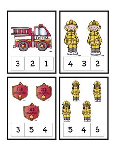 the fireman worksheet is shown with numbers and pictures to match it up