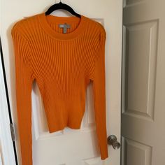 Orange Asos Form Fitting Sweater Nwt Cheap Stretch Yellow Sweater, Asos Sweater, Orange Sweaters, Color Orange, Colorful Sweaters, Scoop Neck, Asos, Sweaters For Women, Orange