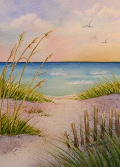 Step By Step Watercolor Sea Oats, Step By Step Watercolor, Art Tutorials Watercolor, Watercolor Paintings For Beginners, Watercolor Paintings Easy, Beach Watercolor, Watercolor Painting Techniques