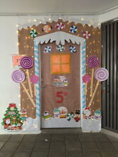 a door decorated with candy land decorations