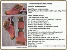 two needle socks knit pattern with instructions