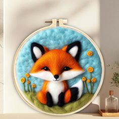 Needle Felting kit - Tiny Fox Needle Felting Tools, Needle Felting Supplies, Fox Crafts, Needle Felting Diy, Needle Felting Kits, Wool Art, Fox Pattern, Kraf Diy, Fox Design