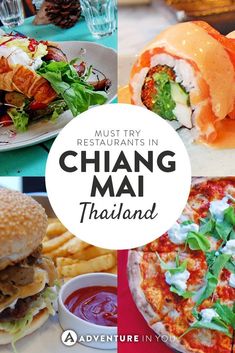 there are many different types of food on the table with text overlay that says must try restaurants in thailand