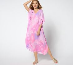 A swimsuit cover-up or a lightweight and comfy style you can wear around the house, this caftan will get plenty of wear this season. Emblazoned with a beautiful butterfly print, this billowy dress will set hearts all a-flutter. From Quacker Factory®. Billowy Dress, Caftan Dress, Comfy Fashion, Swimsuit Cover, Butterfly Print, Beautiful Butterflies, Dress Skirt, The House, Cover Up