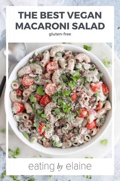 the best vegan macaroni salad with text overlay