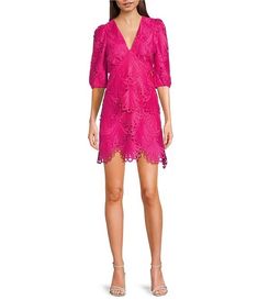 Adelyn Rae Lace V Neckline 3/4 Sleeve Cut Out Tiered Mini Dress | Dillard's Tiered Mini Dress, V Neckline, Dillard's, Clothing Accessories, Night Out, Cut Out, Mini Dress, Lace, Clothes