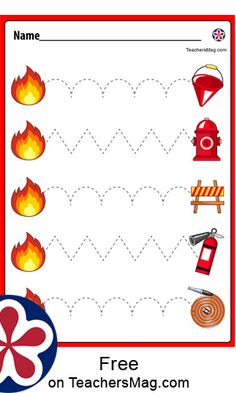 a fire safety worksheet for kids to practice their handwriting and writing skills, including the