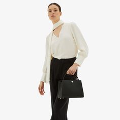 Chic Tote Satchel For Everyday Luxury, Timeless Formal Shoulder Bag With Detachable Strap, Timeless Formal Shoulder Bag With Double Handle, Designer Box Bag For Office, Everyday Luxury Top Handle Box Bag, Luxury Box Bag With Top Carry Handle For Work, Modern Formal Box Bag, Elegant Evening Satchel With Removable Pouch, Luxury Box Bag With Gold-tone Hardware For Work