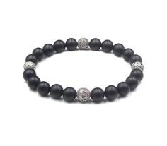 This bracelet features 8mm matte black onyx beads accented with three handmade 8 mm sterling silver Bali beads. We use silicon stretch cord for greater strength and resilience. Your bracelet comes in a bracelet gift box. Select your wrist measurement from the drop down menu. We will make your bracelet to fit. Check out our other men's bracelets: https://www.etsy.com/shop/KartiniStudio?section_id=16866421&ref=shopsection_leftnav_1 Allow 4-7 days delivery time. Bracelet For Man, Bracelet Man, Mens Bracelet Black, Bracelet Gift Box, Howlite Bracelet, Obsidian Bracelet, Lapis Lazuli Bracelet, Black Onyx Bracelet, Men's Bracelets