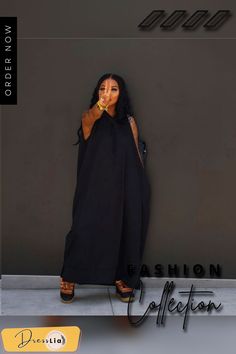 Hooded Street Sleeveless with Pocket Loose Dresses Casual Black Maxi Halter Dress, Black Casual Halter Maxi Dress, Casual Black Halter Maxi Dress, Loose Dresses, Loose Dress, 1 Million, Dresses