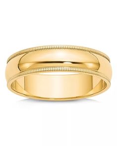 Bloomingdale's - Men's 6mm Milgrain Half Round Wedding Band 14K Yellow Gold - 100% Exclusive Gold Milgrain Wedding Band, Milgrain Wedding Band, Round Wedding Band, Exclusive Jewelry, Gold Gold, Rose Gold Ring, Slip On Sandal, Wedding Band, Wedding Bands