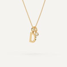 Sleek yellow gold D initial necklace Luxury Yellow Gold Initial Necklace With Single Diamond, Luxury Yellow Gold Initial Pendant Name Necklace, Luxury Yellow Gold Diamond Initial Pendant Necklace, D Necklace Initial, D Initial Necklace, Letter D Necklace, Necklace Gold Diamond, D Necklace, D Initial